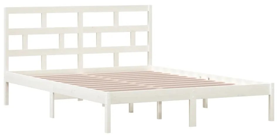 Estrutura de cama king 150x200 cm madeira maciça branco