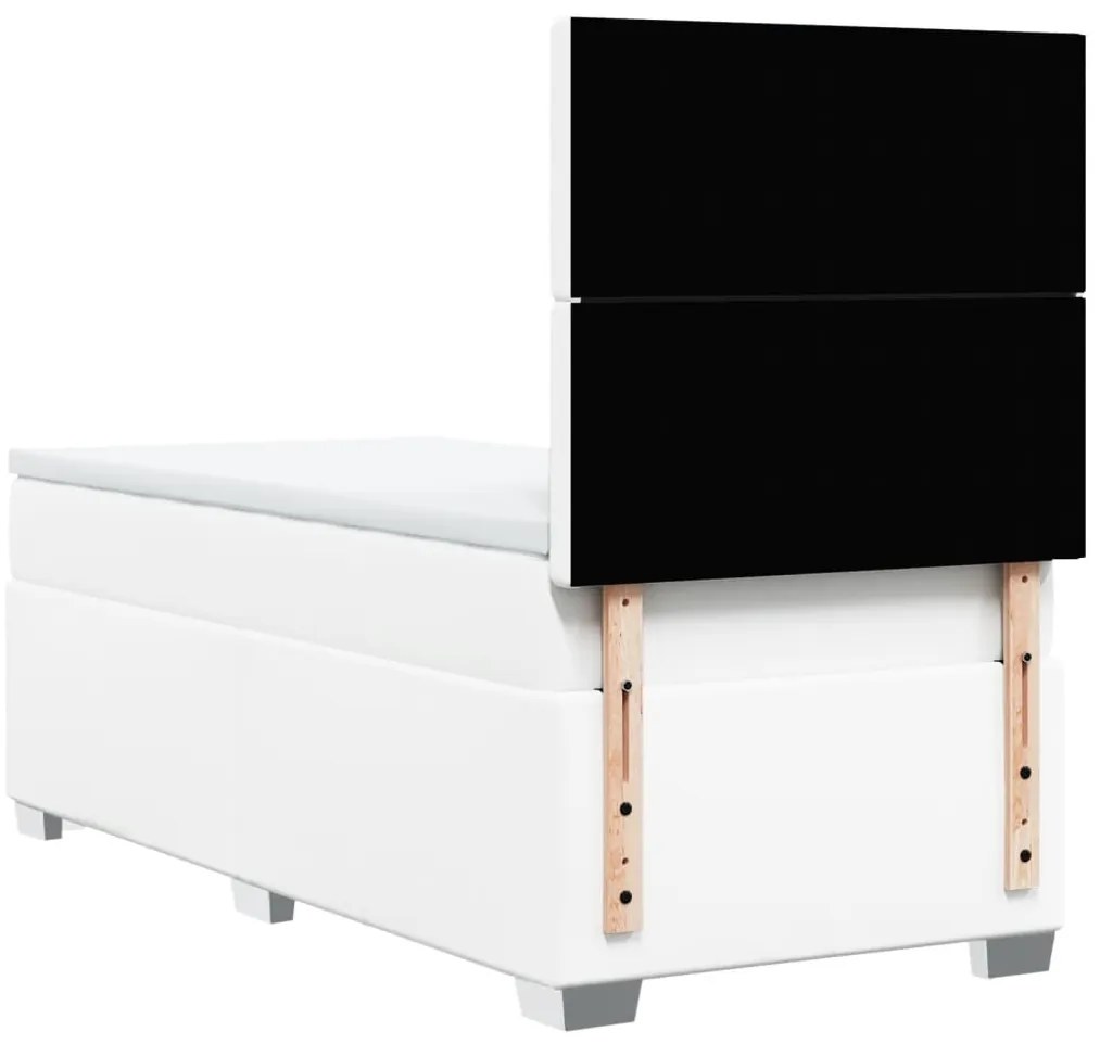 Cama com molas/colchão 80x200 cm couro artificial branco