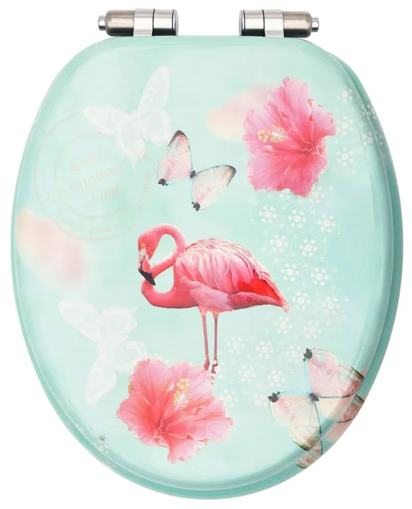 Assentos sanita com tampas fecho suave 2pcs MDF design flamingo