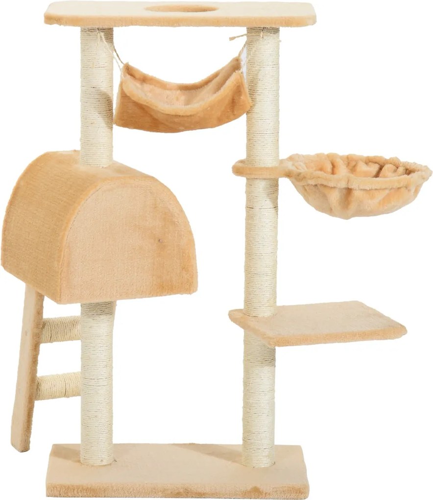 PawHut Árvore para Gatos Raspador com Plataforma Casinha Escada Veludo