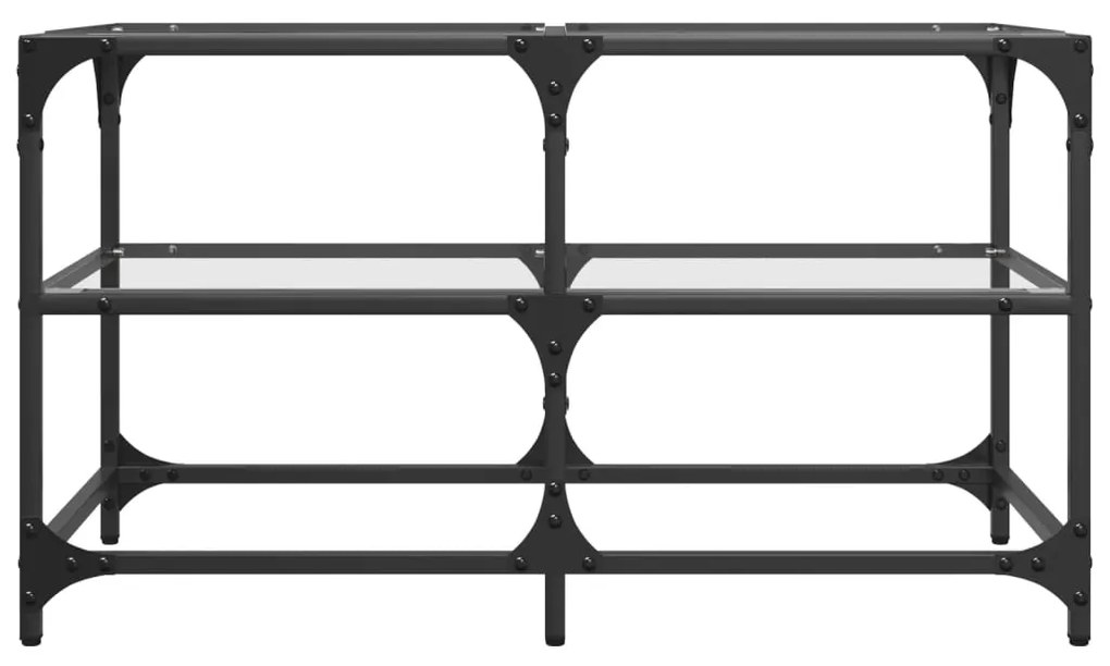Mesa de centro c/ topo em vidro transparente 78,5x40x45 cm aço