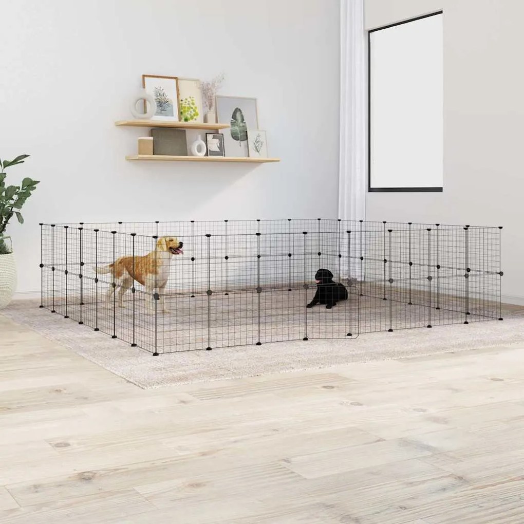 Gaiola p/ animais de 60 painéis c/ porta 35x35 cm aço preto