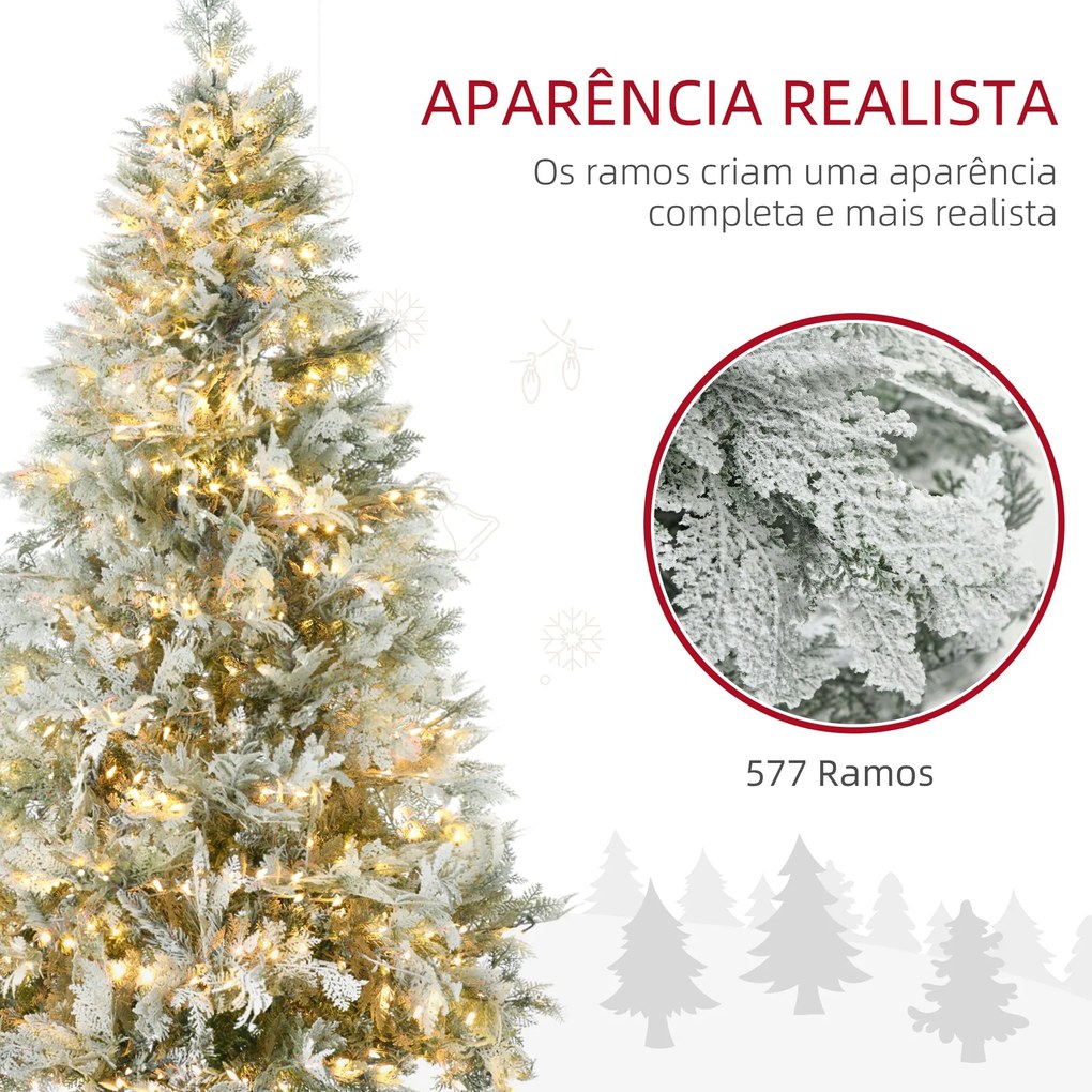 Árvore de Natal Artificial 180 cm com 300 Luzes LED Brancas Quente Árv