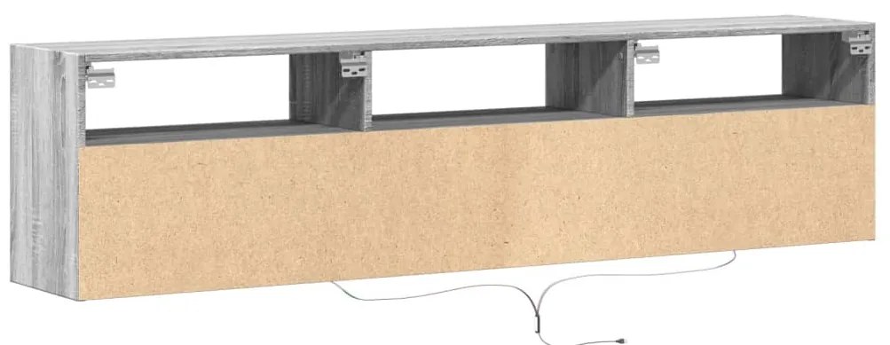 Móvel de parede p/ TV c/ luzes LED 180x31x45 cm cinzento sonoma