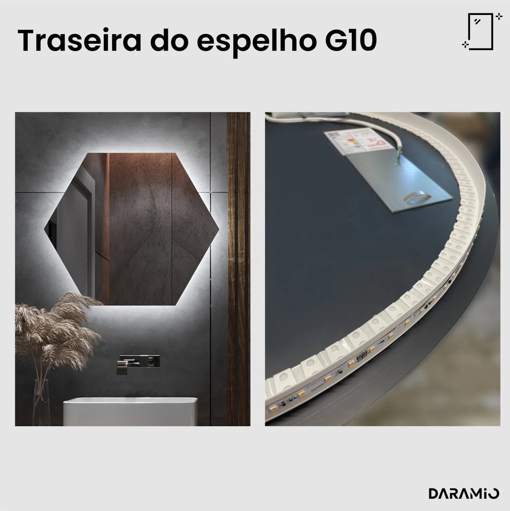 Espelho hexagonal com luz G10