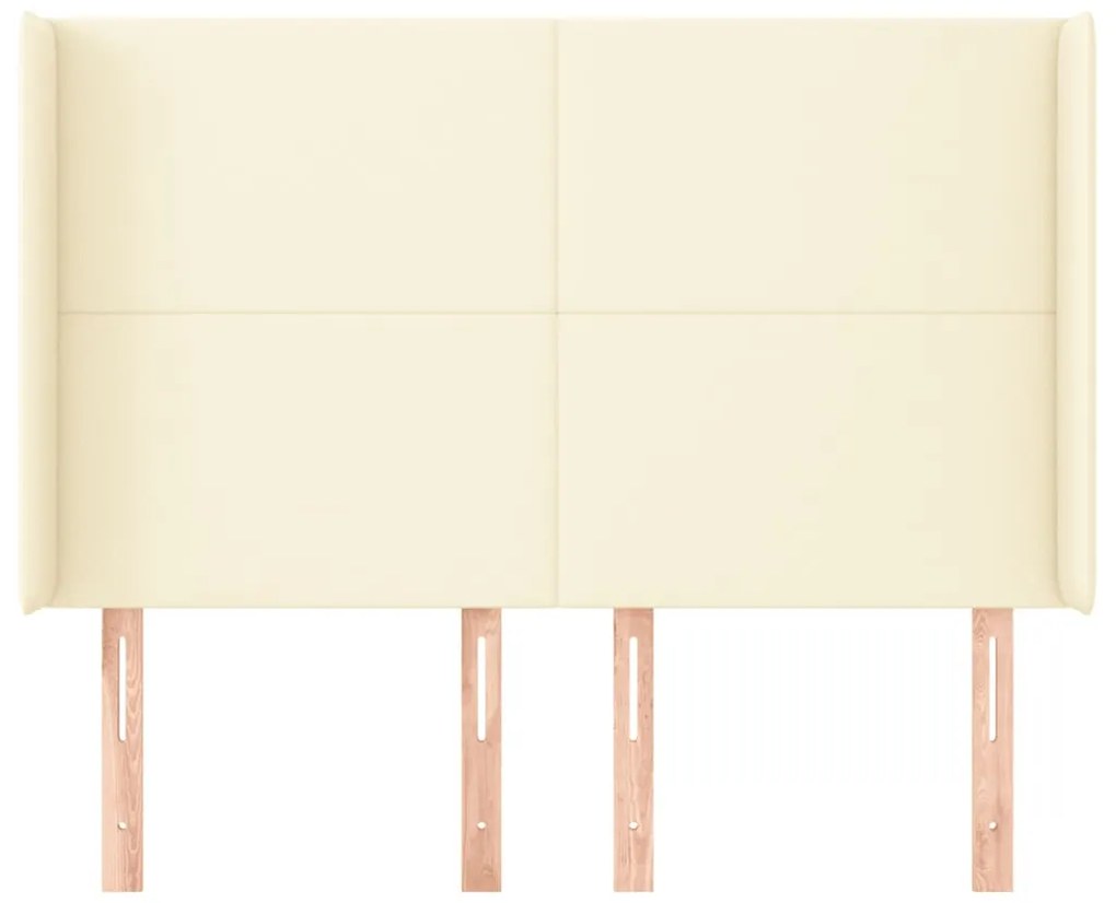 Cabeceira cama c/ abas couro artificial 147x16x118/128 cm creme