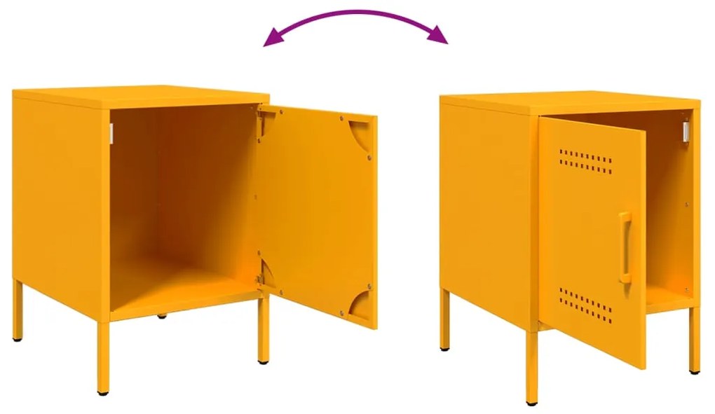 Mesas de cabeceira 2 pcs 36x39x50,5 cm aço amarelo mostarda