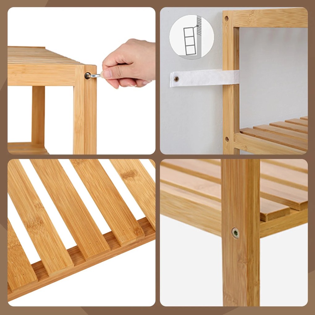 Armário de casa banho em bambu 60 x 66 x 26 cm cor de bambu