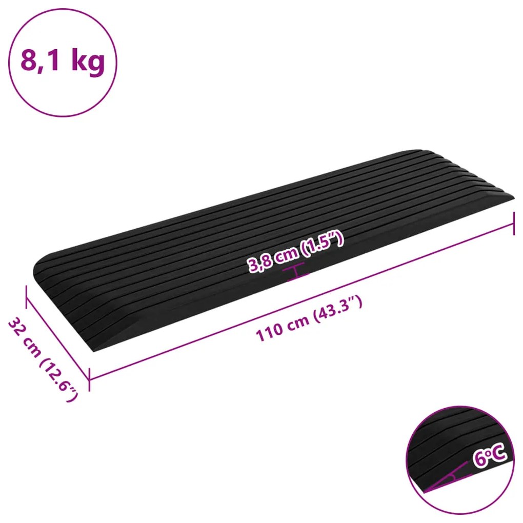 Rampas de acesso 2 pcs 110x32x3,8 cm borracha