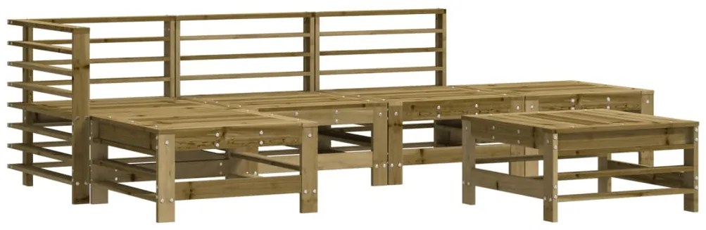 6 pcs conjunto lounge de jardim c/ almofadões pinho impregnado