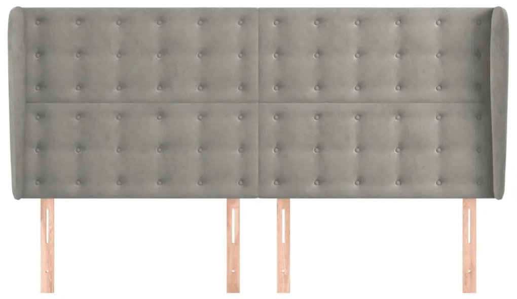 Cabeceira cama c/ abas veludo 183x23x118/128 cm cinzento-claro