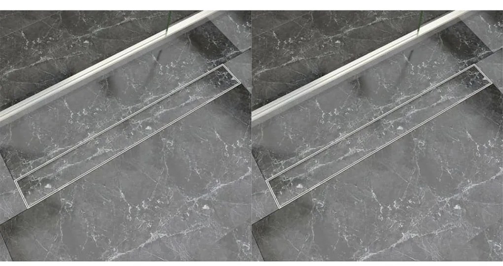 Dreno de chuveiro linear 2 pcs 930x140 mm aço inoxidável