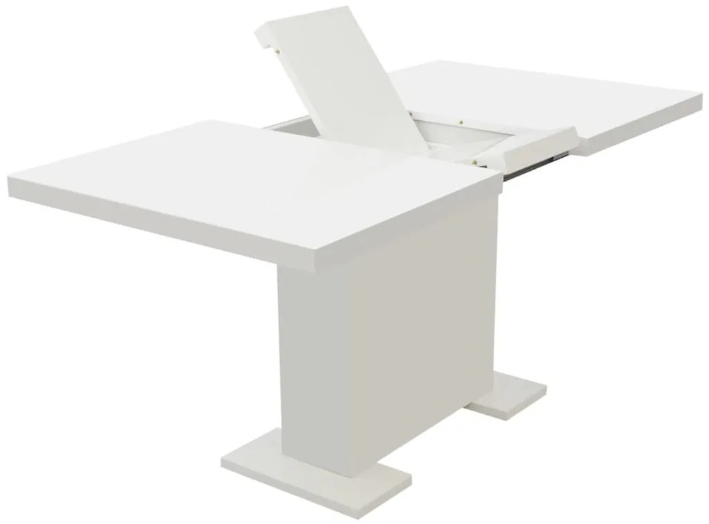 Mesa de jantar extensível, branco brilhante