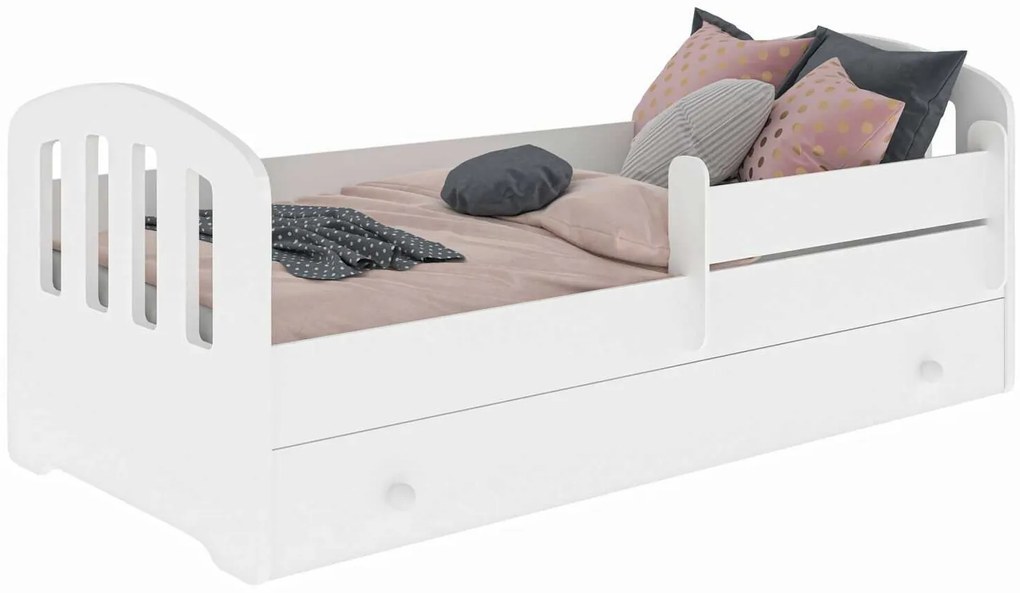 Cama infantil Felix branca 160x80 com gaveta - estrado e colchão incluído