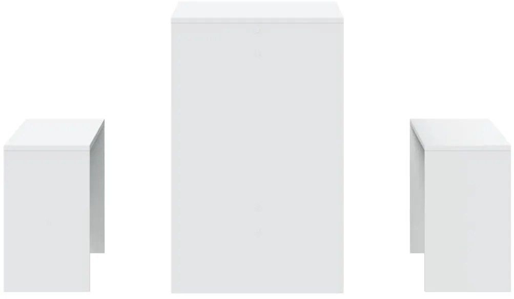 3 pcs conj. mesa de jantar e banco derivados de madeira branco