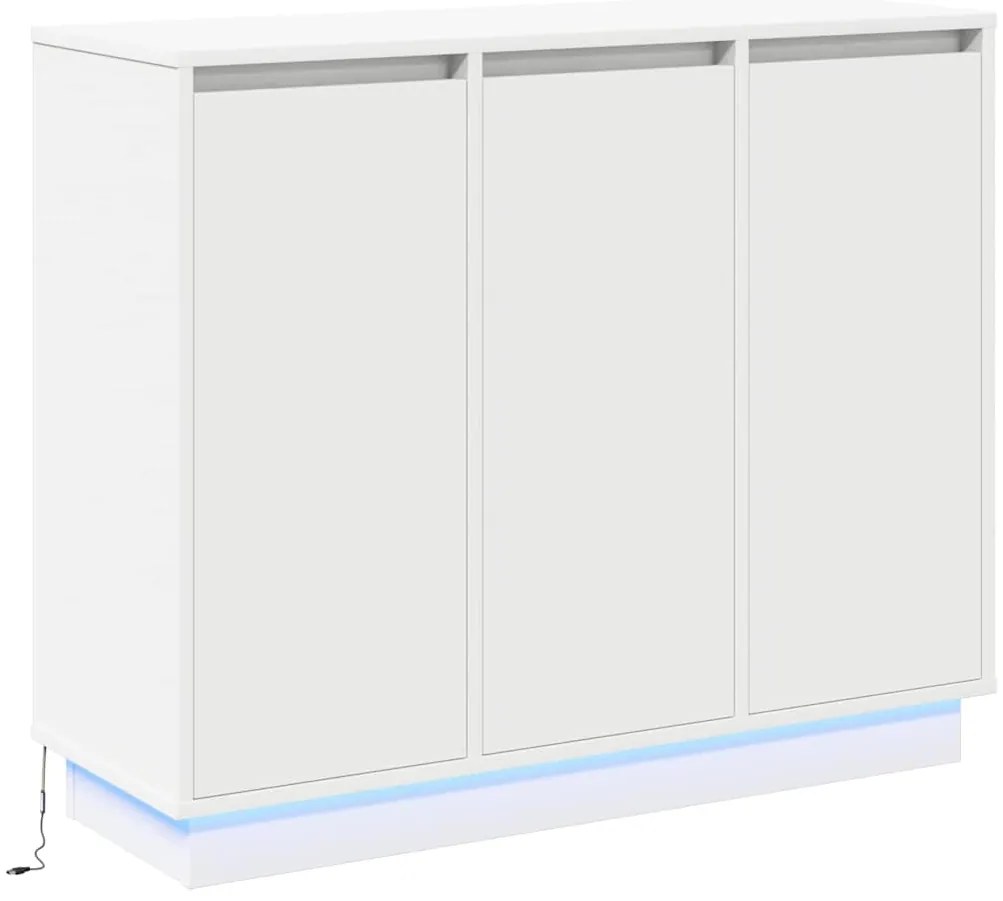 Aparador vidaXL com LED Branco 90x32x75 cm em madeira de engenharia