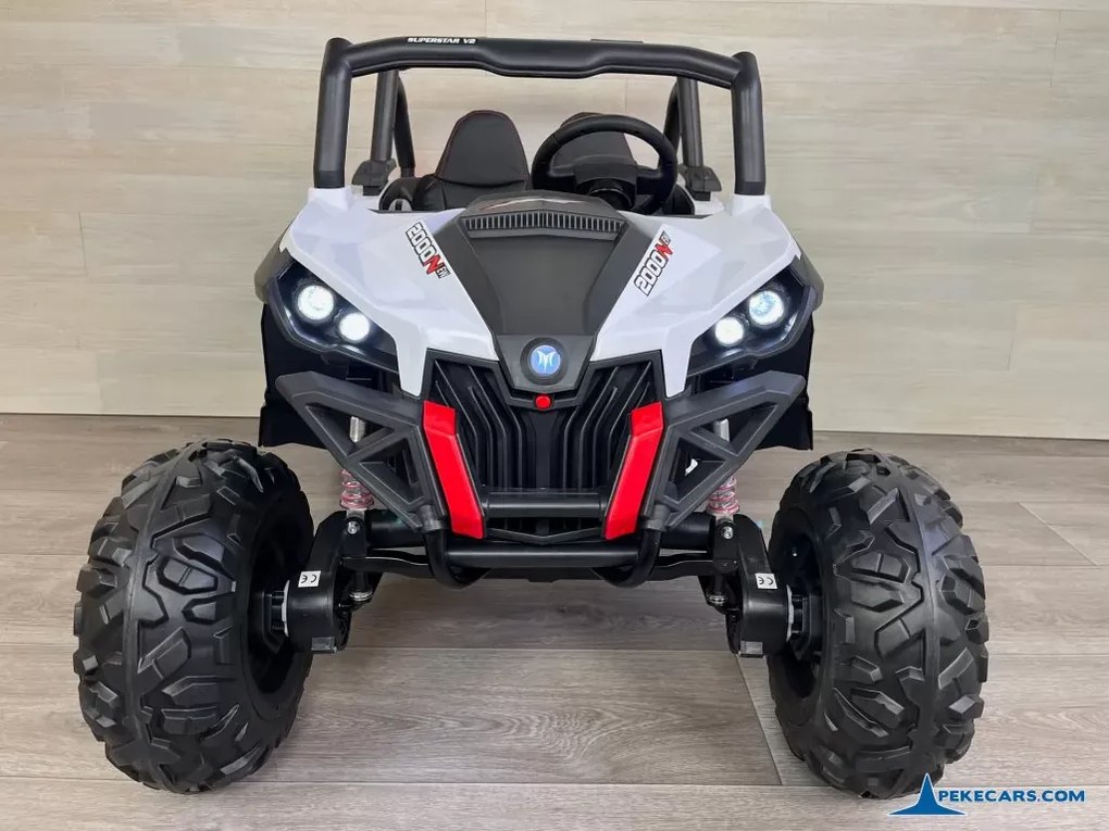Carro elétrico para crianças Todo terreno Buggy UTV 4x4 MP4 12V 2 Lugares Branco