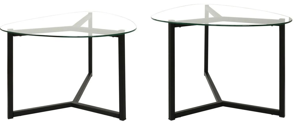 Conjunto de Mesas de Café Bellisimo - Preto Mate - 82x40x58cm e 82x36x