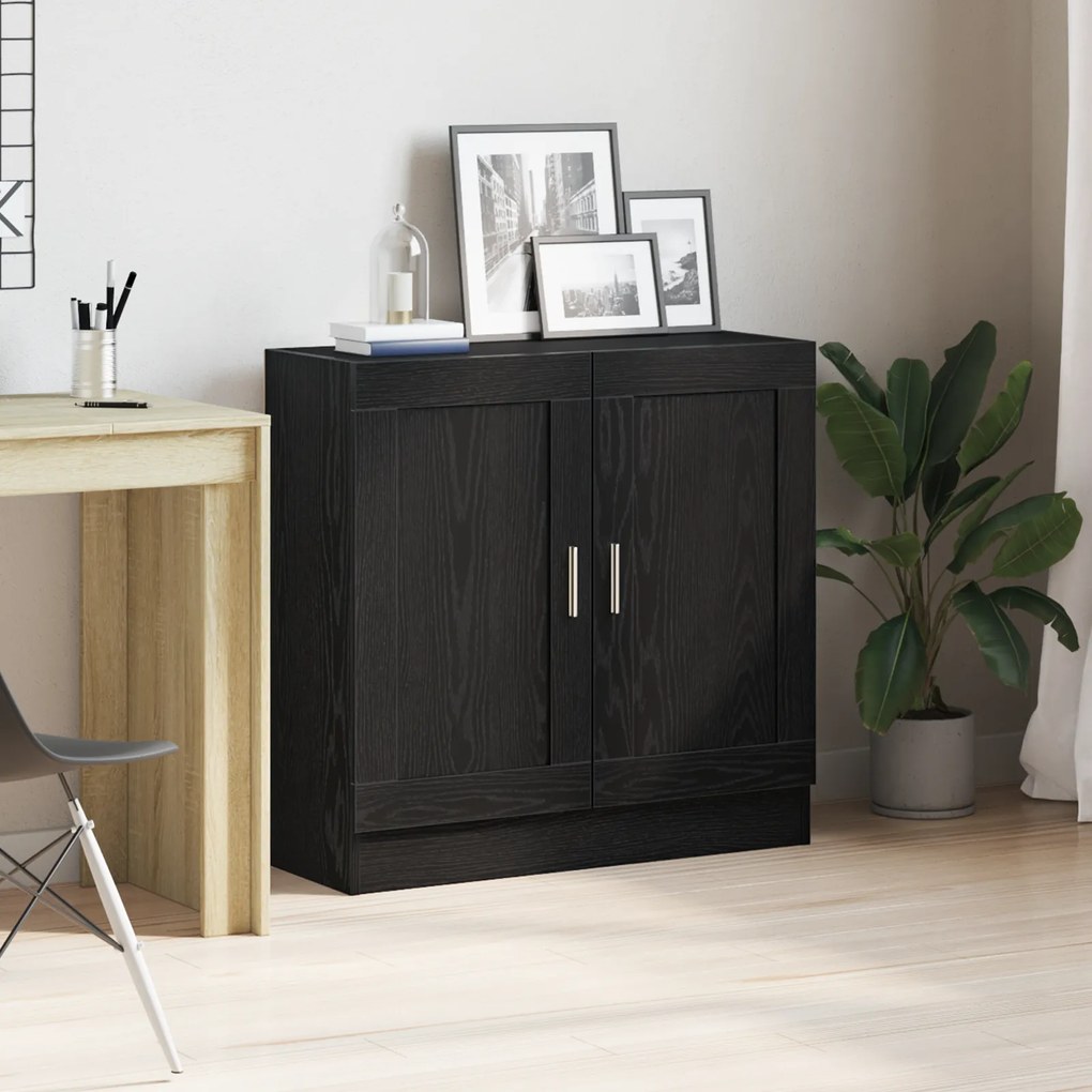 Estante de Livros vidaXL em Madeira de Carvalho Preto 82,5x30,5x80 cm em Madeira de Engenharia