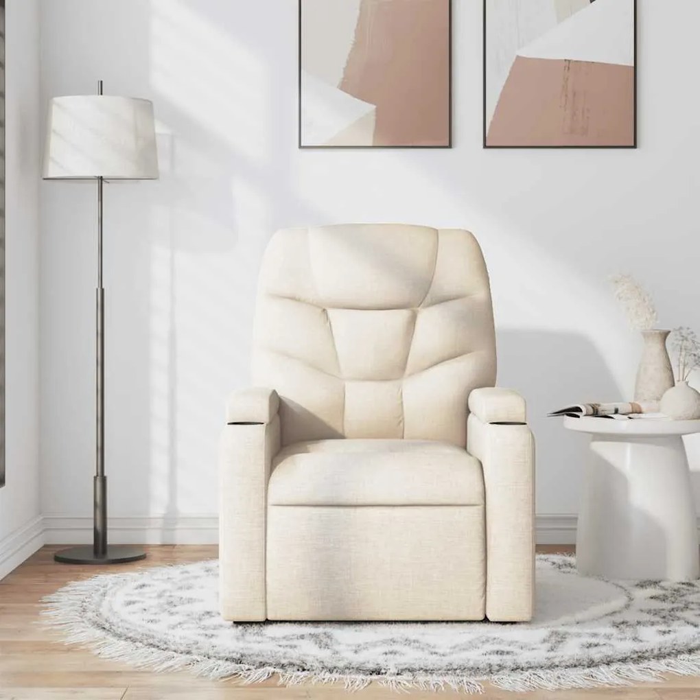 Poltrona de massagens reclinável tecido cor creme