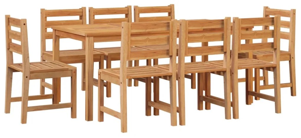 9 pcs conjunto de jantar para jardim madeira de teca maciça