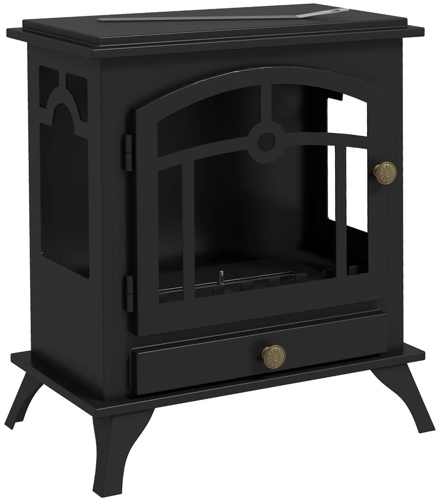 HOMCOM Lareira Bioetanol Depósito 0,9 L Tempo Combustão 3H Interiores 20-25 m² Eficiente Design Moderno 45x28x54 cm Preto | Aosom Portugal