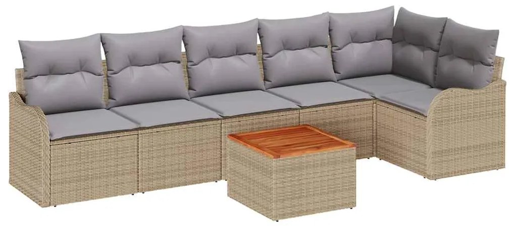 Conjunto de Sofá de Jardim da com 7 peças e almofadas de rattan poliés
