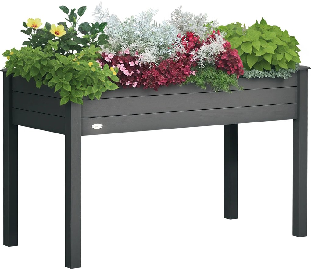 Horta Elevada de Madeira 122,5x56,5x76 cm Mesa de Cultivo com Tecido não Tecido e 4 Orifícios de Drenagem para Cultivo de Plantas e Flores Madeira