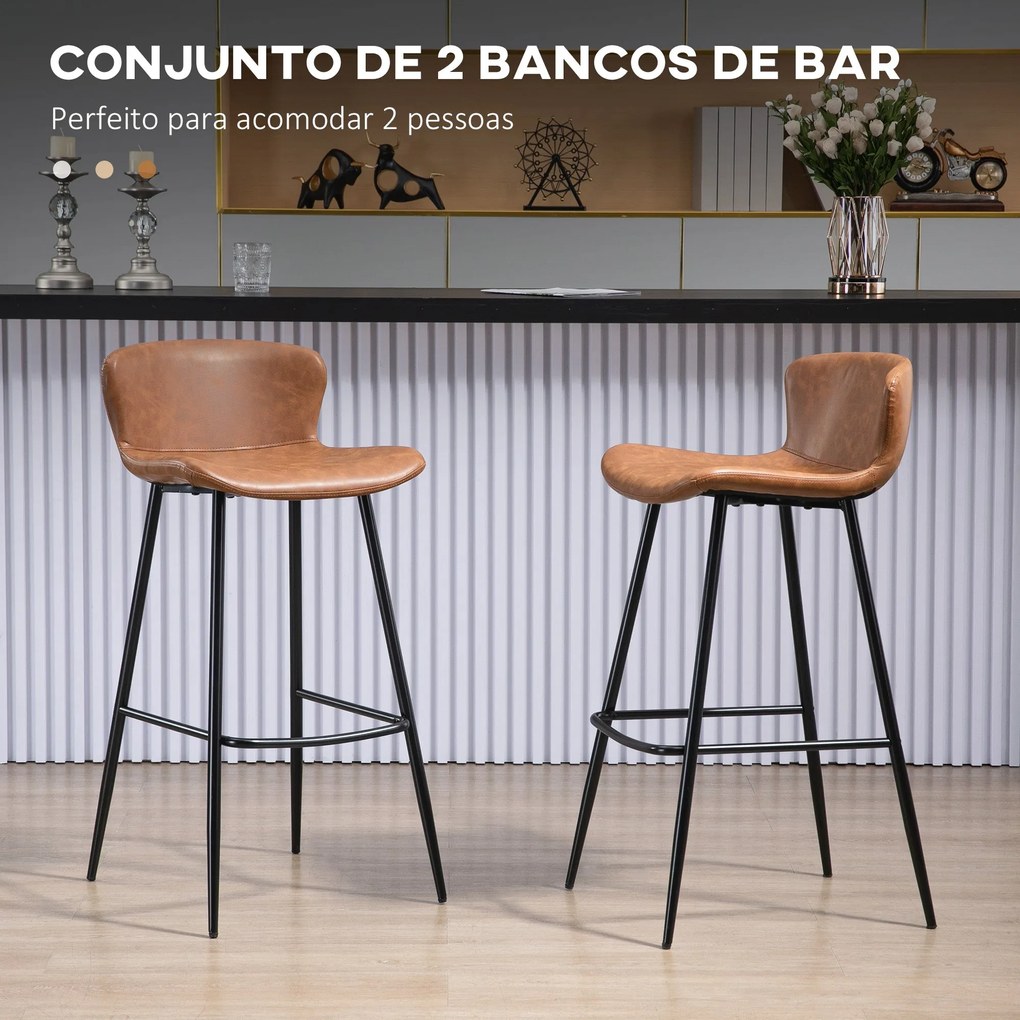 HOMCOM Conjunto de 2 Bancos Altos de Cozinha Bancos Altos de Cozinha c