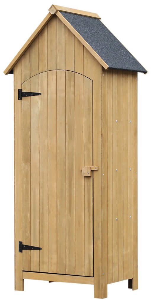 Outsunny Armário  Jardim de Madeira 77,5x54,2x179,5 cm 0,3 m² Armário para Arrumação de Ferramentas com 3 Prateleiras e 2 Portas com Fecho Madeira | Aosom Portugal