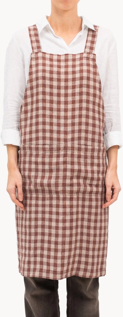 Avental de linho Chocolate Gingham