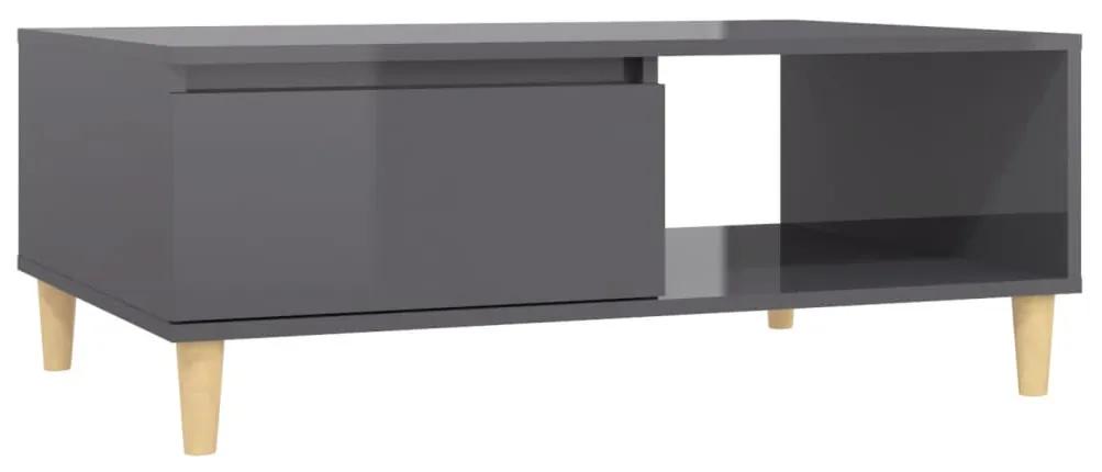 Mesa de centro 90x60x35 cm contraplacado cinzento brilhante