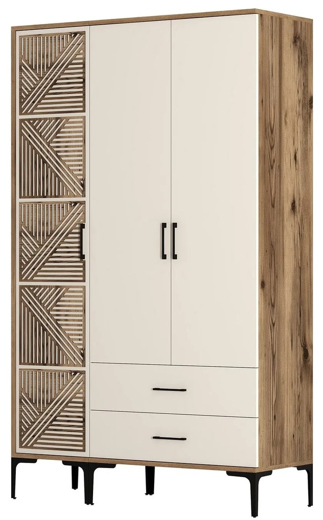 Roupeiro Kumsal PT – Nogueira e Creme – 120x47,5x201,4 cm