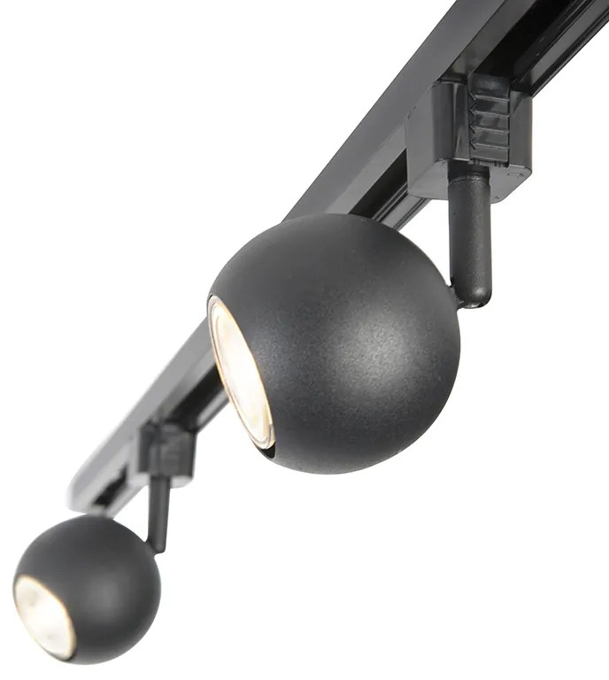 LED Sistema de trilhos moderno inteligente preto monofásico com 3 GU10 Wi-Fi - Gissi Moderno