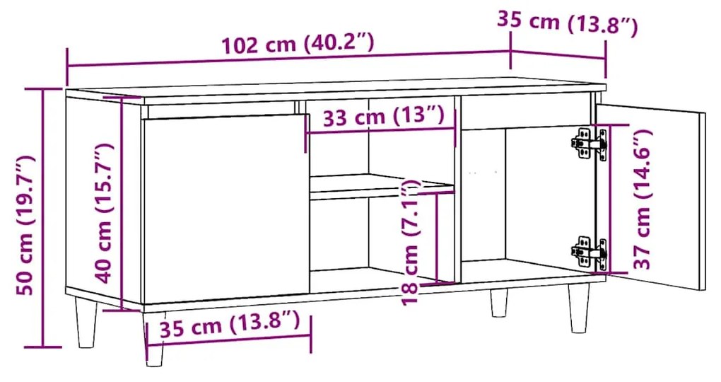 Móvel de TV 102x35x50 cm derivados de madeira madeira velha