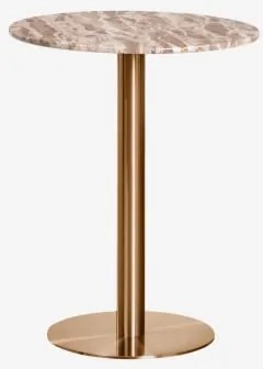 Mesa De Bar Redonda Em Pedra Natural Xiren Ø60 Cm & Mármore Bege Panther & Ouro Rosa Escovado - Sklum