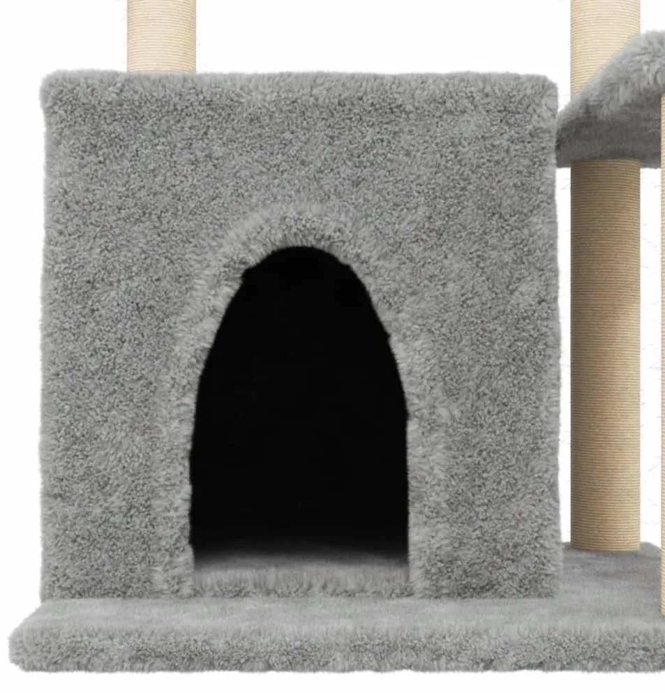 Árvore p/ gatos c/ postes arranhadores sisal 83 cm cinza-claro