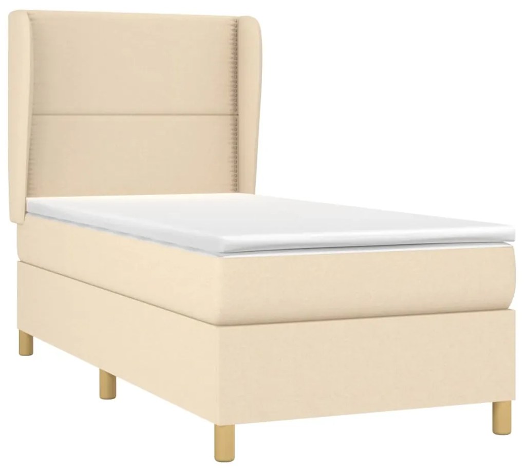 Cama com molas/colchão 90x190 cm tecido cor creme