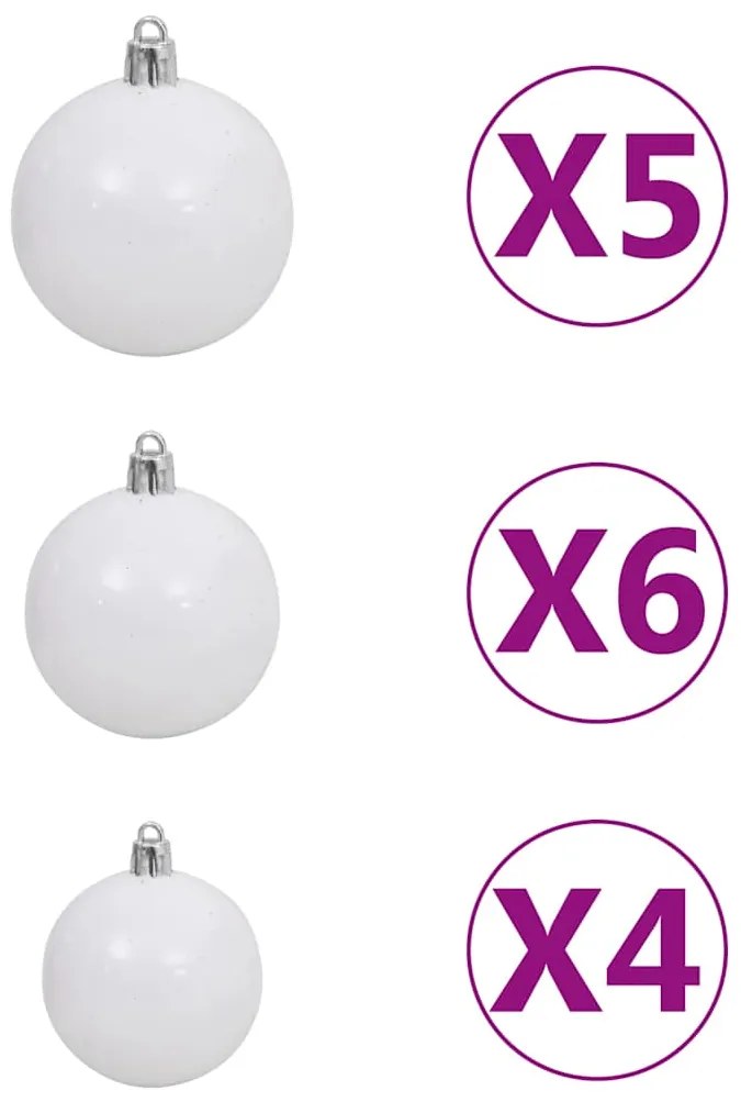 Árvore Natal artificial pré-iluminada c/ bolas branco