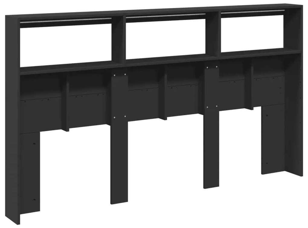 Armário de cabeceira com luzes LED 180x17x102 cm preto