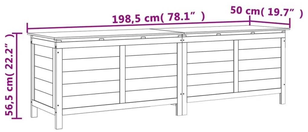Caixa arrumação p/ jardim 198,5x50x56,5 cm abeto maciço branco