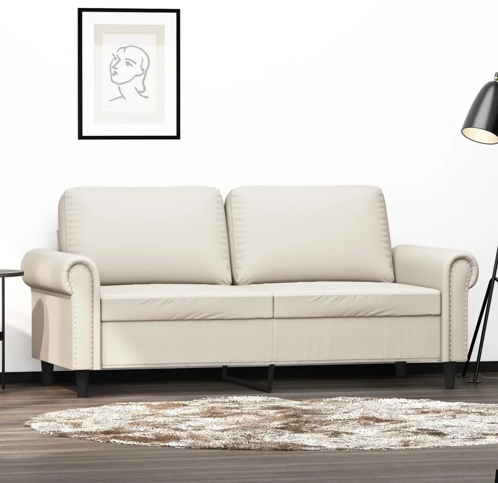 vidaXL Sofá de 2 lugares 140 cm couro artificial cor creme