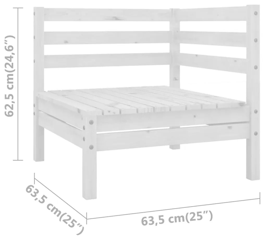 3 pcs conjunto lounge de jardim pinho maciço branco