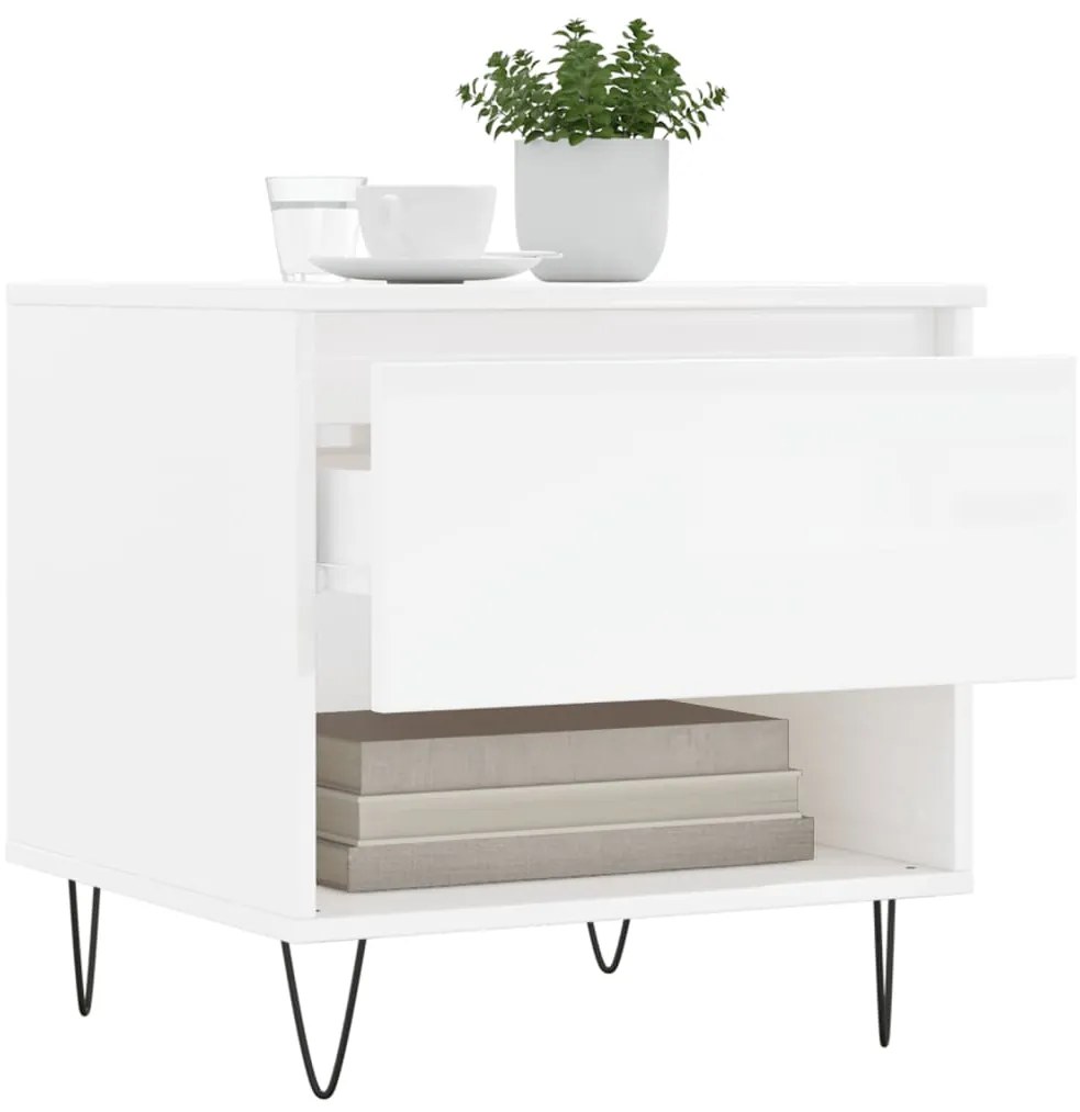 Mesas de centro 2pcs 50x46x50cm deriv. madeira branco brilhante