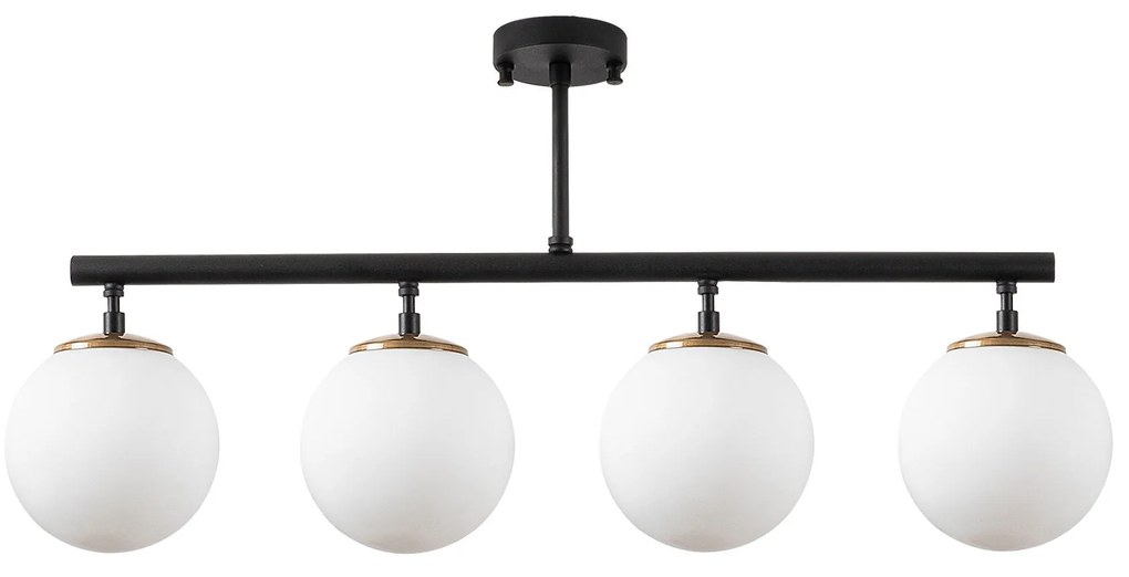 Candeeiro de Teto Fazli – Preto, Dourado e Creme – 70 x 15 x 35 cm