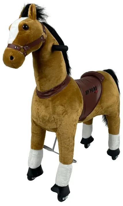 vidaXL Cavalo de montar em peluche castanho escuro XXL