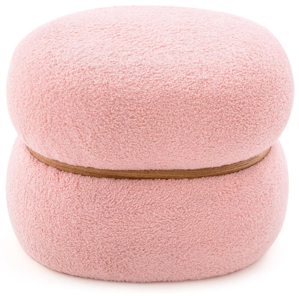 Pufe oval de 35 cm com assento almofadado Base de madeira em forma de anel e almofadas antiderrapantes Apoio para os pés multifunções 44 x 35 x 35 cm