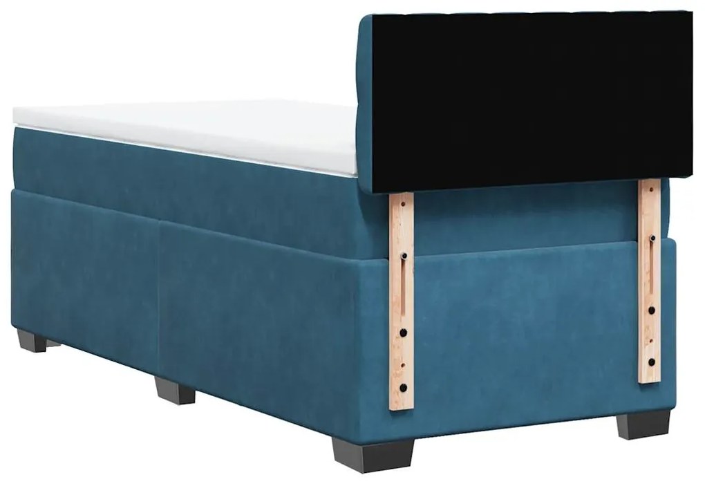 Cama boxspring com colchão 80x200 cm veludo azul