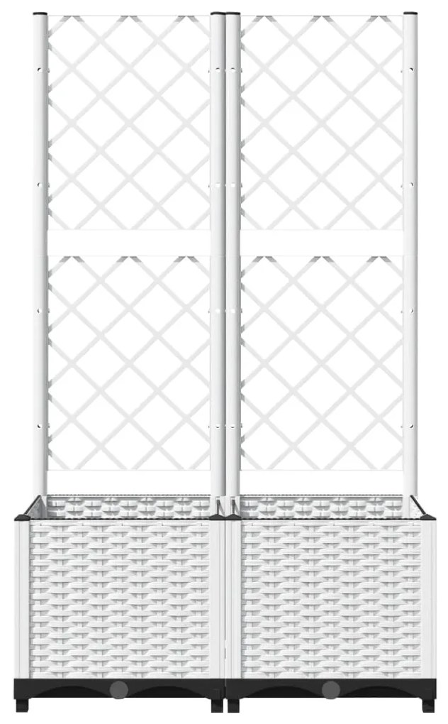 Vaso/floreira jardim c/ treliça 80x40x136 cm PP branco