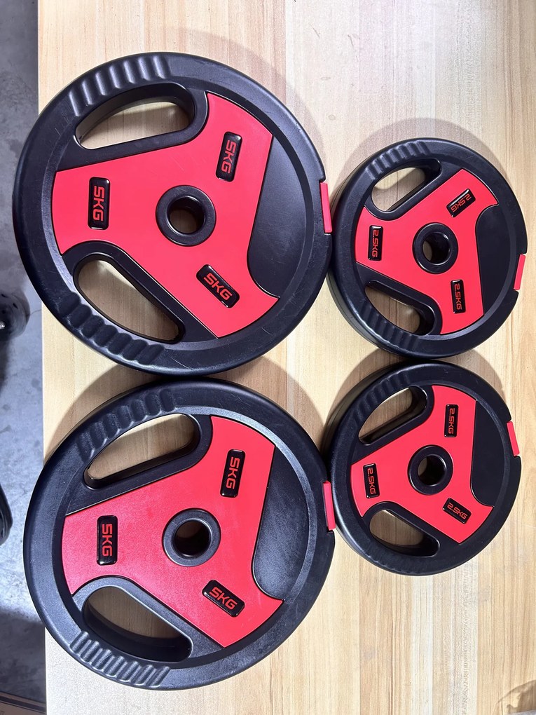 SPORTNOW Discos de Ginásio com Alças, 20 kg, Furo 2,5 cm, Conjunto 4 | Aosom Portugal